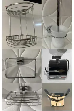 جا دستمال ظرف صابون قلم مو سرویس بهداشتی حوله ای ست توالت نقره برند Sedef کد 1689438315