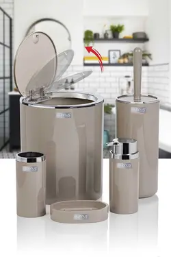 ست سرویس بهداشتی گرد کروم قهوه ای سموری برند Okyanus Home کد 1689520328