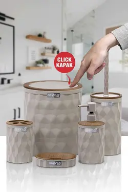 ست سرویس بهداشتی چوب الماسی قهوه ای سموری برند Okyanus Home کد 1689519980