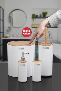 ست سرویس بهداشتی گرد بامبو سفید برند Okyanus Home کد 1689519976