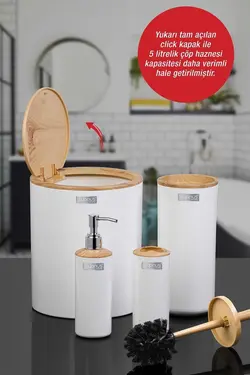 ست سرویس بهداشتی گرد بامبو سفید برند Okyanus Home کد 1689519976