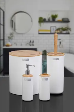 ست سرویس بهداشتی گرد بامبو سفید برند Okyanus Home کد 1689519976