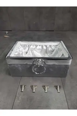 ست جا مایع حوله ای سبد وسایل سرویس بهداشتی کثیف مخملی ام دی اف ابریشم luna طوسی برند Bonny Home کد 1689519968