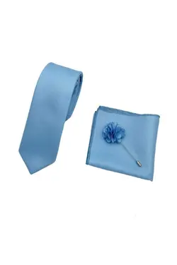 ست کراوات یقه ساده دستمال آبی برند Brianze کد 1689477318