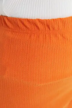 شلوار بالا بافتنی دور کمر پاچه اسپانیایی دارچینی برند Trendyol Curve کد 1647220641