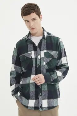 پیراهن ست متناسب مردانه جیب‌دار سبز برند TRENDYOL MAN کد 1647274254