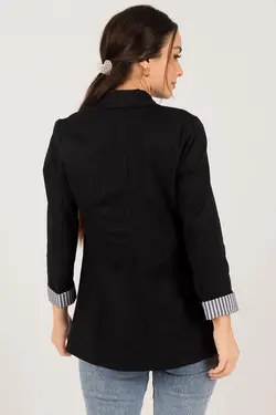 کت تک دکمه راه‎راه داخل آستین زنانه مشکی برند armonika کد 1647138549