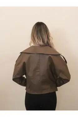 کت چرم قهوه‎ای برند Butikden کد 1647138381