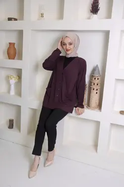 بافتنی جیب دار فصلی پانیه زنانه بنفش برند comstar کد 1647138326