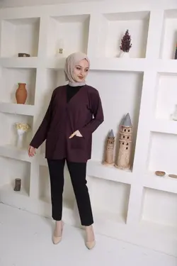 بافتنی جیب دار فصلی پانیه زنانه بنفش برند comstar کد 1647138326