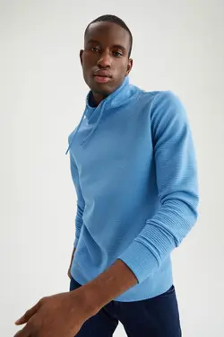 سوییشرت متناسب آستین بلند یقه شال‎دار برند Defacto کد 1647274148