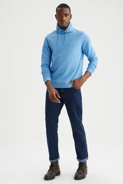 سوییشرت متناسب آستین بلند یقه شال‎دار برند Defacto کد 1647274148