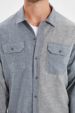 پیراهن ست مردانه یقه جیب‌دار Relax رنگ طوسی برند TRENDYOL MAN کد 1645298408