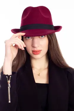 کلاه زنانه زرشکی برند LadyColor کد 1643208731
