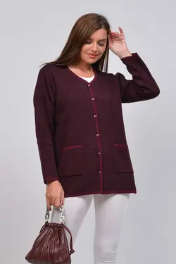 ژاکت کشباف سایز بزرگ دکمه‎دار بافتنی کلاسیک طرح‎دار برند TUSSE کد 1642943649
