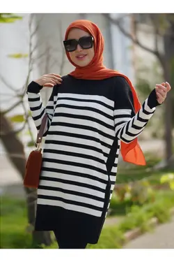 تونیک بافتنی بلند راه‎راه برند Por La Cara کد 1642078866
