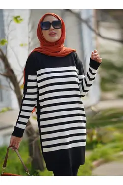 تونیک بافتنی بلند راه‎راه برند Por La Cara کد 1642078866