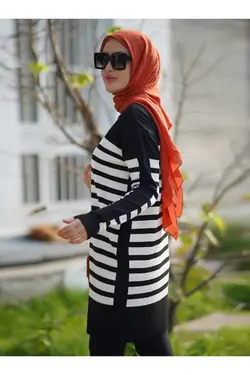تونیک بافتنی بلند راه‎راه برند Por La Cara کد 1642078866