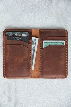 جا کارتی چرم 100% اصل شتری برند VİZA LEATHER کد 1642021031