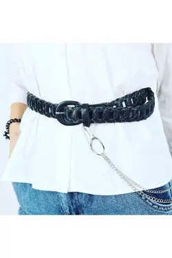 کمربند دار بافتنی چرم ساده برند Fiori کد 1642030150