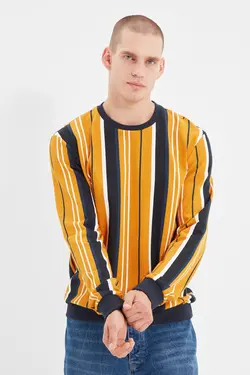 سوییشرت متناسب مردانه یقه گرد نارنجی برند TRENDYOL MAN کد 1641292013