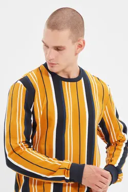 سوییشرت متناسب مردانه یقه گرد نارنجی برند TRENDYOL MAN کد 1641292013