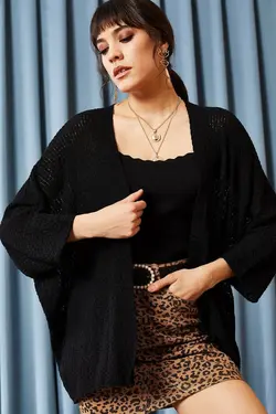 بافتنی خفاشی زنانه مشکی بهاره برند MODAMERSİ کد 1635083291