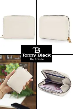 کرم کیف پول جا کارتی کوچک قسمته سکه مدل زیپدار زنانه اصل برند Tonny Black کد 1692015623