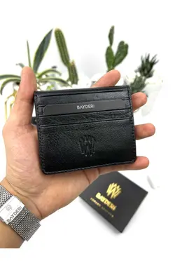 کیف پول مردانه جا کارتی مشکی چرم اصل برند bayderi کد 1692285127