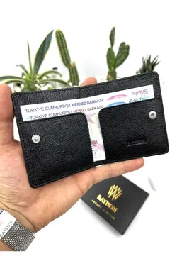 کیف پول مردانه جا کارتی مشکی چرم اصل برند bayderi کد 1692285127