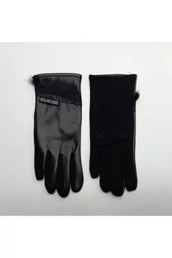 دستکش چرم مصنوعی طرح‎دار مویی برند The Shirret Accessories کد 1647355328