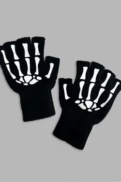 دستکش انگشت نیمه طرح‎دار مشکی برند Orçun Özkarlıklı کد 1647354791