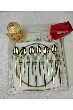 ست قاشق کیک شیرینی 12عدد طلایی برند Trend Dünyam کد 1647465128