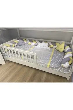 ست خواب محافظ بچه گانه کودک بافتنی طوسی زرد برند BabyMiky کد 1647460569