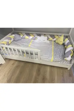 ست خواب محافظ بچه گانه کودک بافتنی طوسی زرد برند BabyMiky کد 1647460569