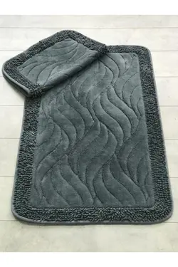 زیرپایی فرش حمام ست ماکارونی پنبه رویا خاکستری آنتراسیت برند Bonny Home کد 1647456911