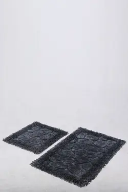 زیرپایی حمام فرش ست ماکارونی پنبه سنگی خاکستری آنتراسیت برند Bonny Home کد 1647456427