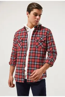 پیراهن اسلیم فیت قرمز چهارخونه برند D'S Damat کد 1647446262