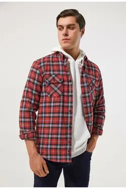 پیراهن اسلیم فیت قرمز چهارخونه برند D'S Damat کد 1647446262