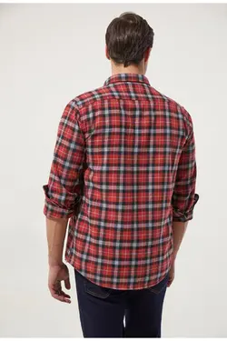 پیراهن اسلیم فیت قرمز چهارخونه برند D'S Damat کد 1647446262