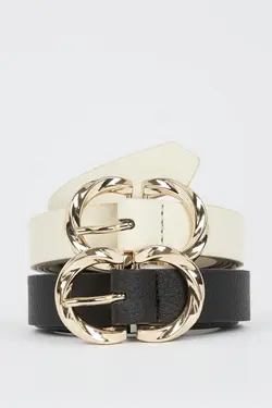 سگک کمربند دار بیضی چرم مصنوعی زنانه برند Defacto کد 1647413948