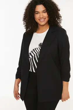 کت بافته شده طرح‎دار چیندار آستین مشکی برند Trendyol Curve کد 1647399129