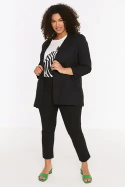 کت بافته شده طرح‎دار چیندار آستین مشکی برند Trendyol Curve کد 1647399129