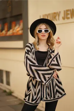 بافتنی کیمونو طرح‎دار برند RASHE PRİVE کد 1647398959