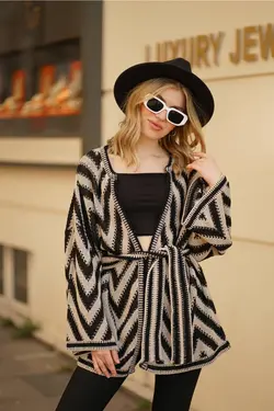 بافتنی کیمونو طرح‎دار برند RASHE PRİVE کد 1647398959