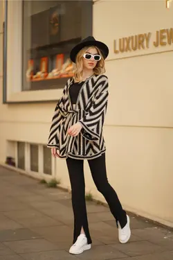بافتنی کیمونو طرح‎دار برند RASHE PRİVE کد 1647398959