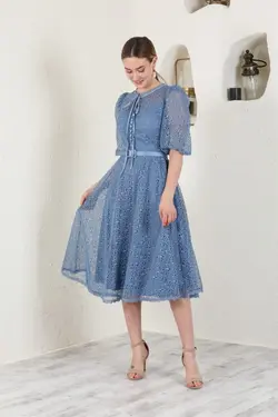 لباس مجلسی کلوش کمربند‎دار برند Livanomi کد 1647382870