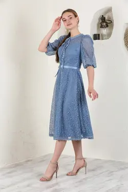 لباس مجلسی کلوش کمربند‎دار برند Livanomi کد 1647382870