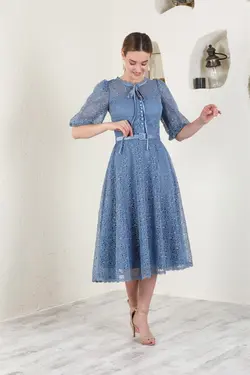 لباس مجلسی کلوش کمربند‎دار برند Livanomi کد 1647382870