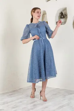 لباس مجلسی کلوش کمربند‎دار برند Livanomi کد 1647382870